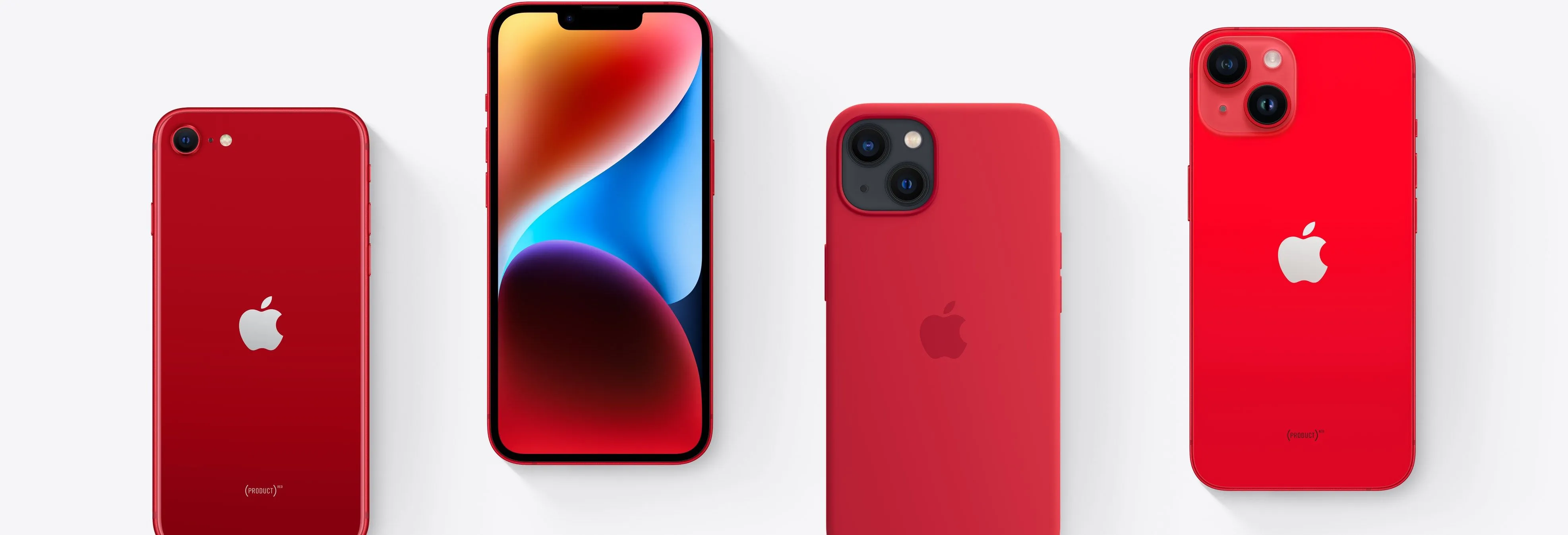 Những chiếc iPhone phiên bản Product RED với màu đỏ đặc trưng trên nền xám