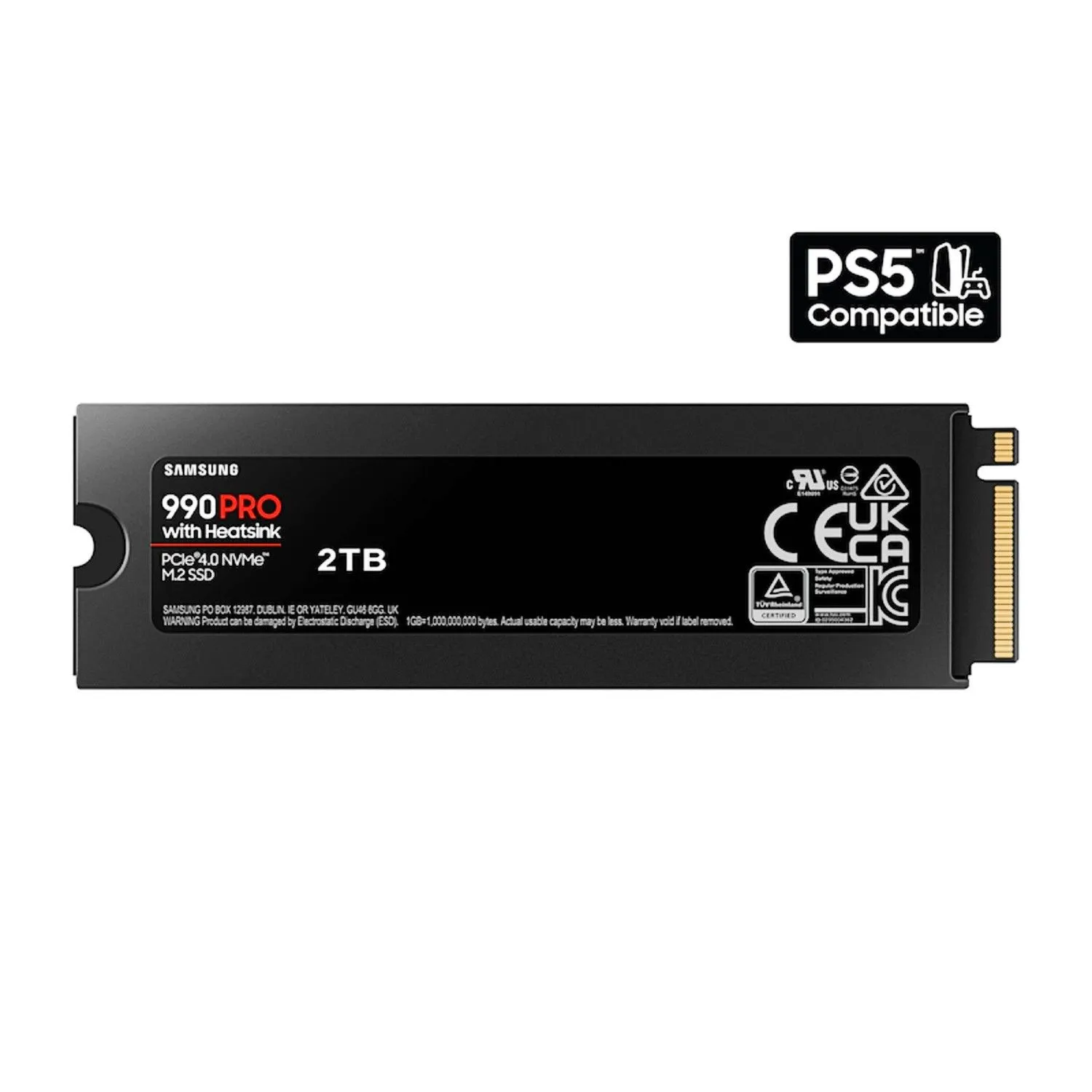 Ổ cứng SSD Samsung 990 PRO với tản nhiệt PCIe 4.0 trên nền trắng.