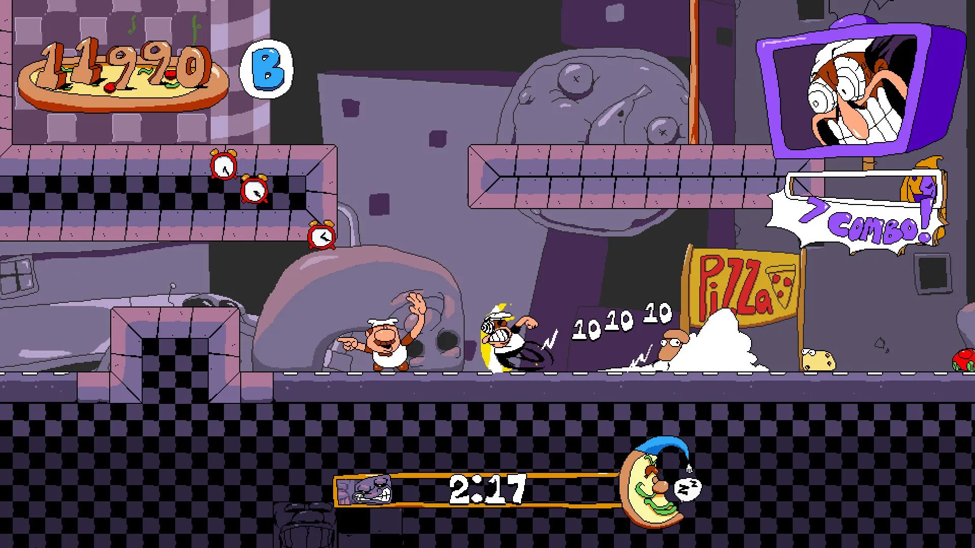 Peppino Spaghetti và Gustavo đang hối hả di chuyển trong game platformer tốc độ Pizza Tower, một ví dụ điển hình về &quot;kế nhiệm tinh thần&quot;.