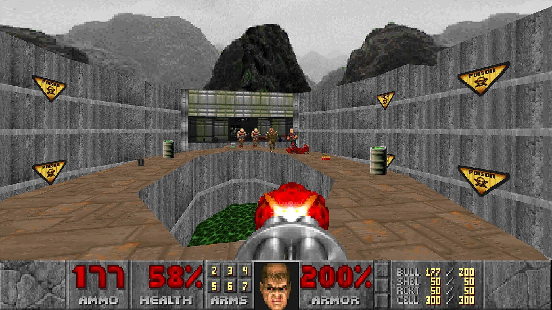 Phân cảnh chiến đấu khốc liệt với quái vật trong Doom trên macOS