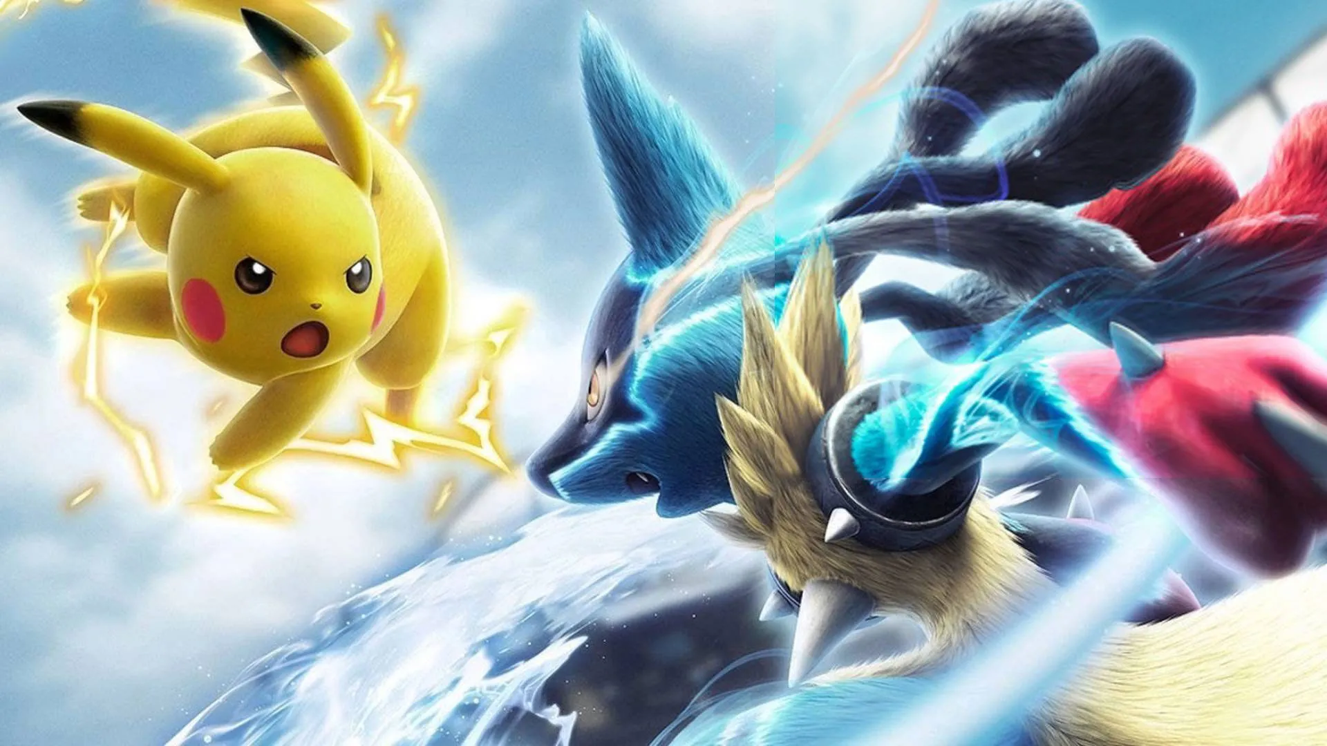 Pikachu và Lucario đang giao tranh ác liệt trong Pokken Tournament DX