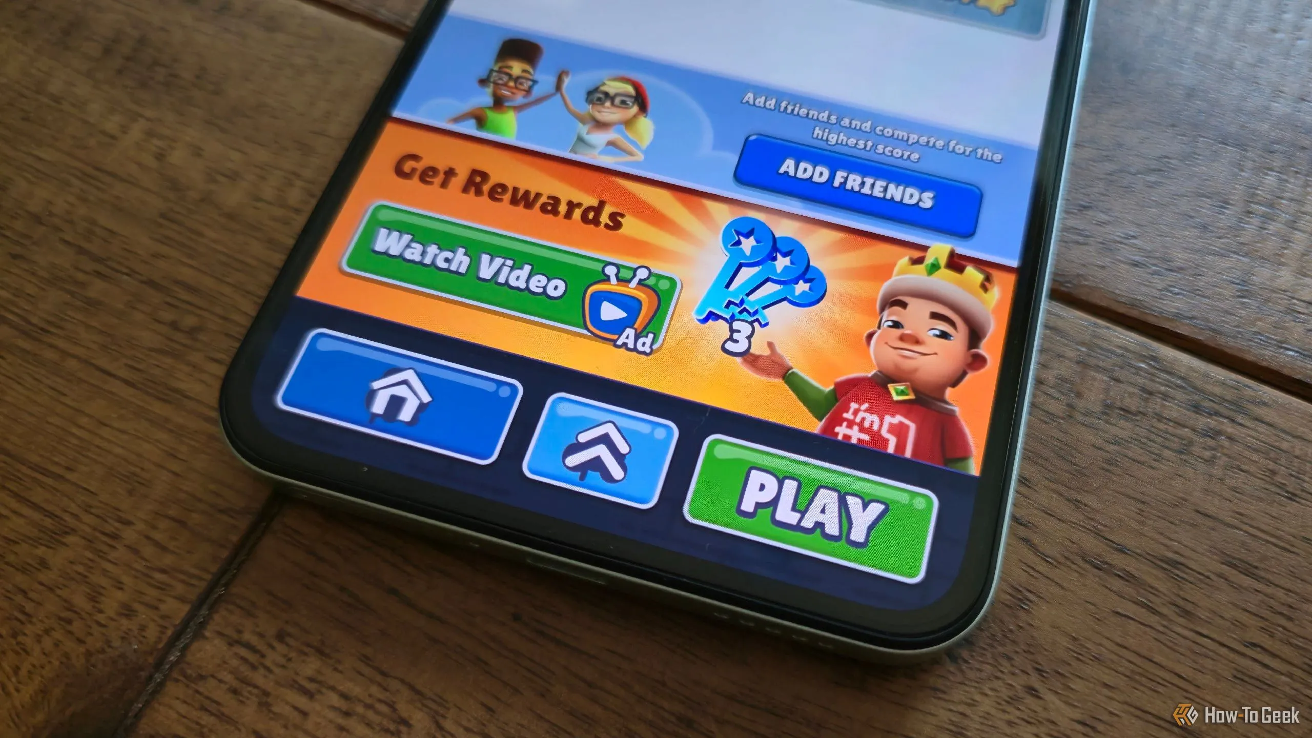Quảng cáo hiển thị trên màn hình game Subway Surfers trên điện thoại CMF Phone 2 Pro, minh họa sự phiền toái của quảng cáo trong game miễn phí