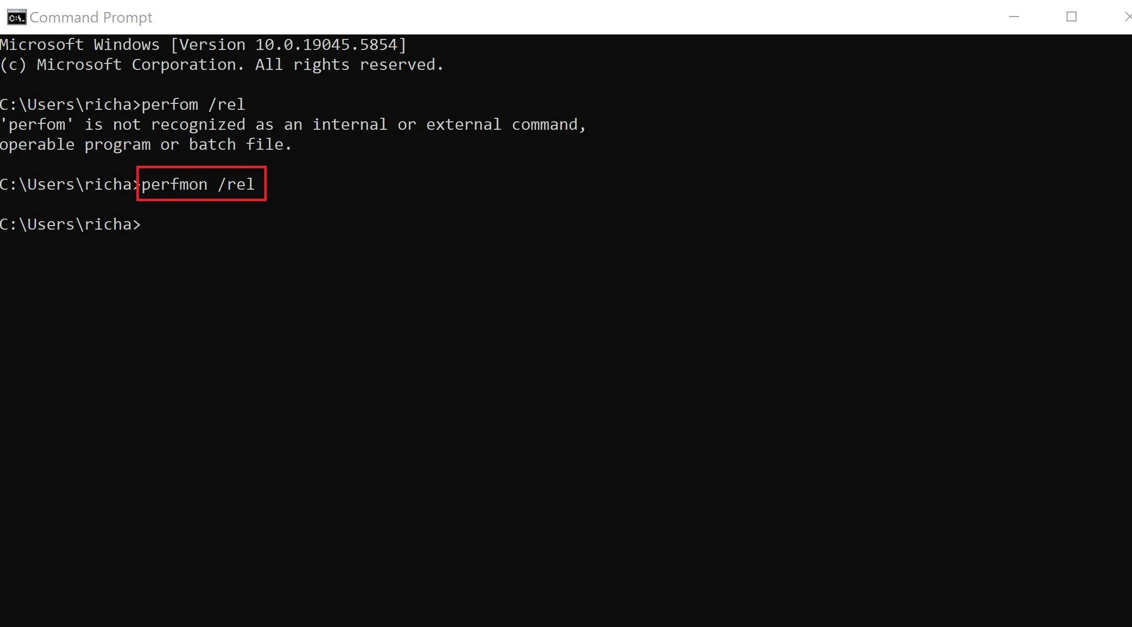 Sử dụng Command Prompt để mở Windows Reliability Monitor