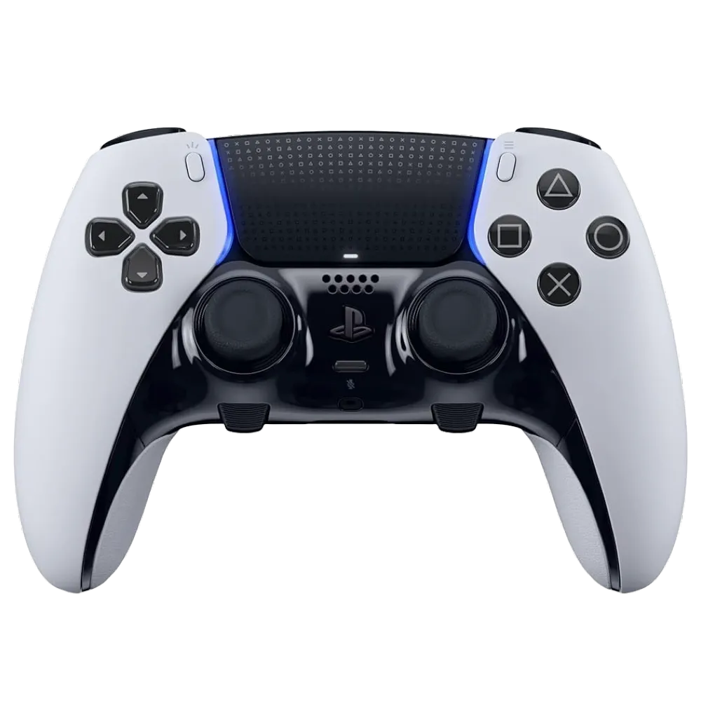 Tay cầm DualSense Edge Wireless Controller của Sony màu trắng đen.