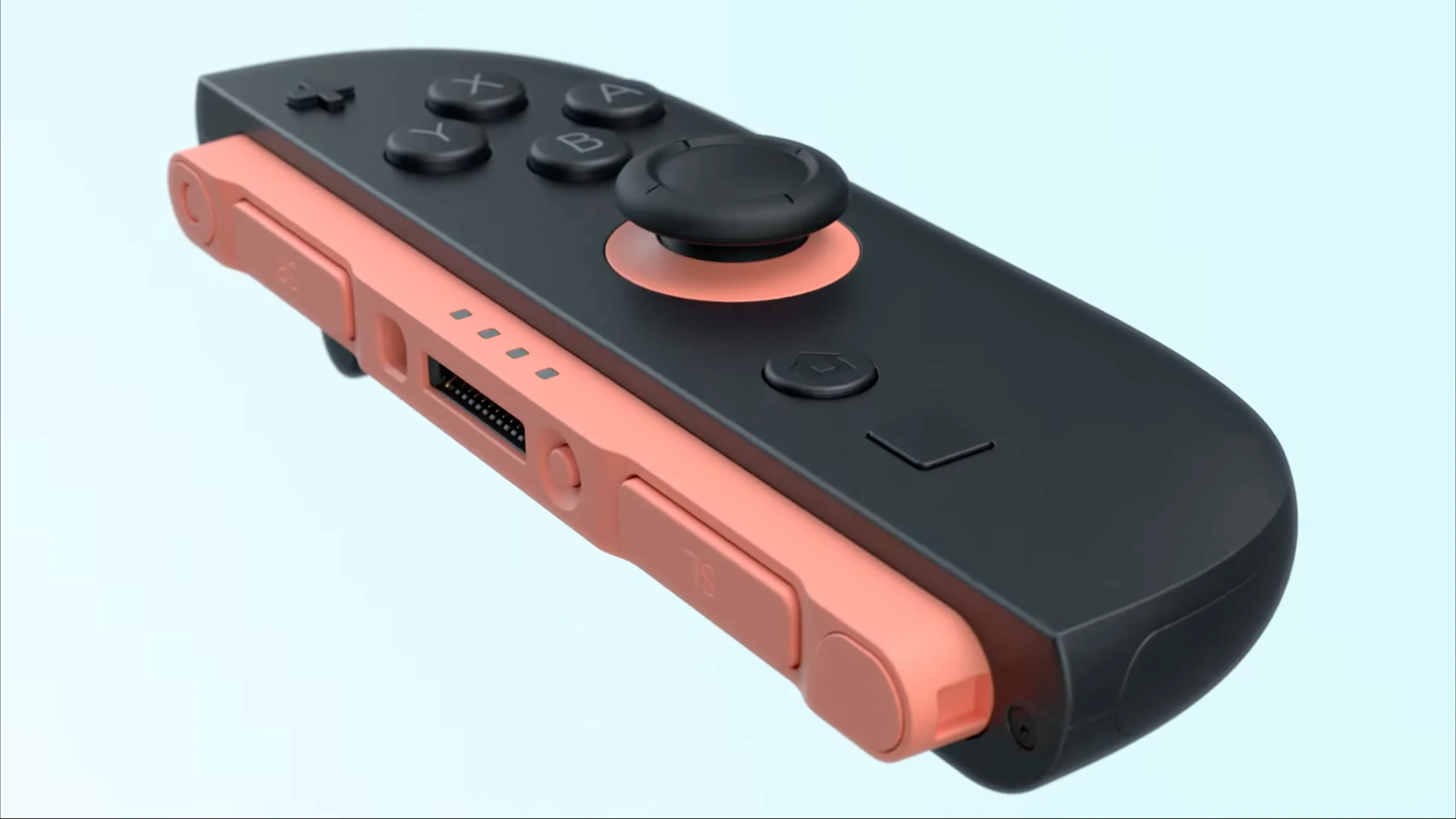 Tay cầm Joy-Con của Nintendo Switch 2 với kích thước lớn hơn, thể hiện nút C mới và cơ chế gắn từ tính cải tiến.