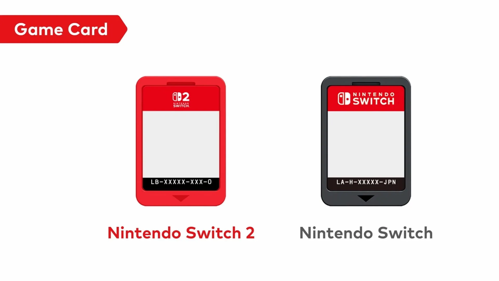 Thẻ game vật lý của Nintendo Switch đời đầu và Switch 2, thể hiện sự khác biệt giữa thẻ game thông thường và Game-Key Card.