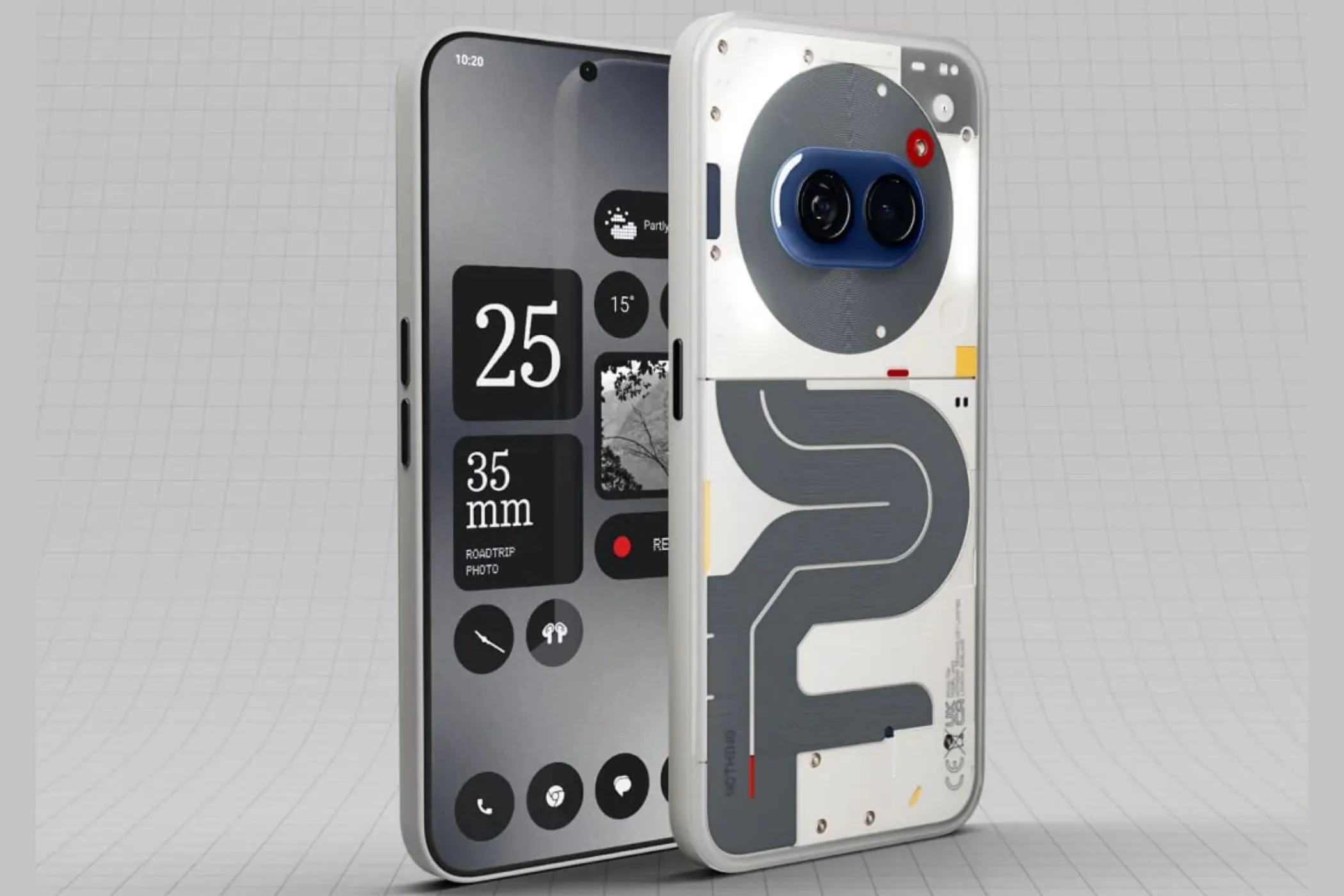 Thiết kế độc đáo của Nothing Phone 2a Plus với mặt lưng trong suốt và đèn Glyph Interface.