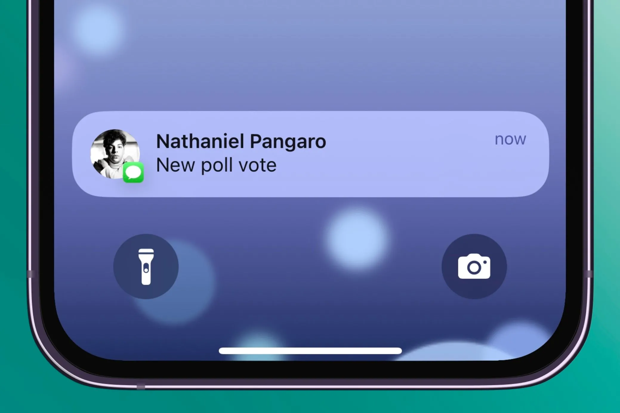 Thông báo hiển thị khi một người dùng bỏ phiếu trong ứng dụng Polls for iMessage.