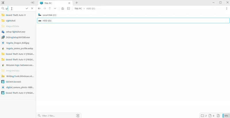 Tính năng tìm kiếm siêu tốc của File Pilot.