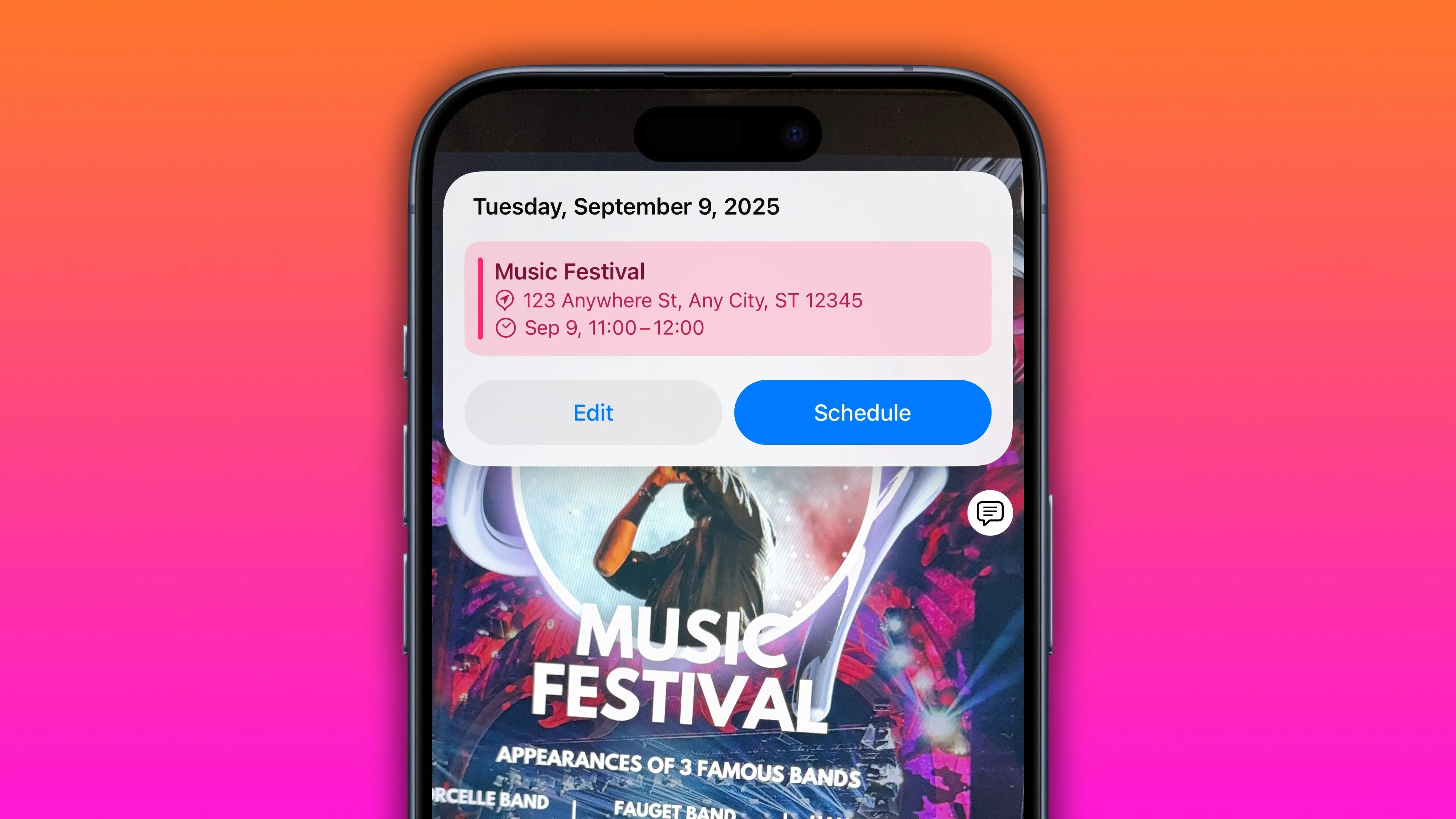 Tính năng Visual Intelligence nhận diện poster sự kiện để thêm vào lịch trên iPhone
