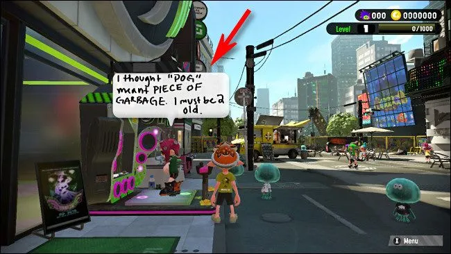 Ví dụ bài đăng của người chơi trong game Splatoon 2 trên Nintendo Switch