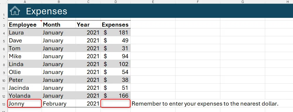 Ví dụ sử dụng hàm IFS trong Excel để hiển thị hoặc ẩn hướng dẫn dựa trên điều kiện giá trị của các ô khác, tối ưu trải nghiệm người dùng.