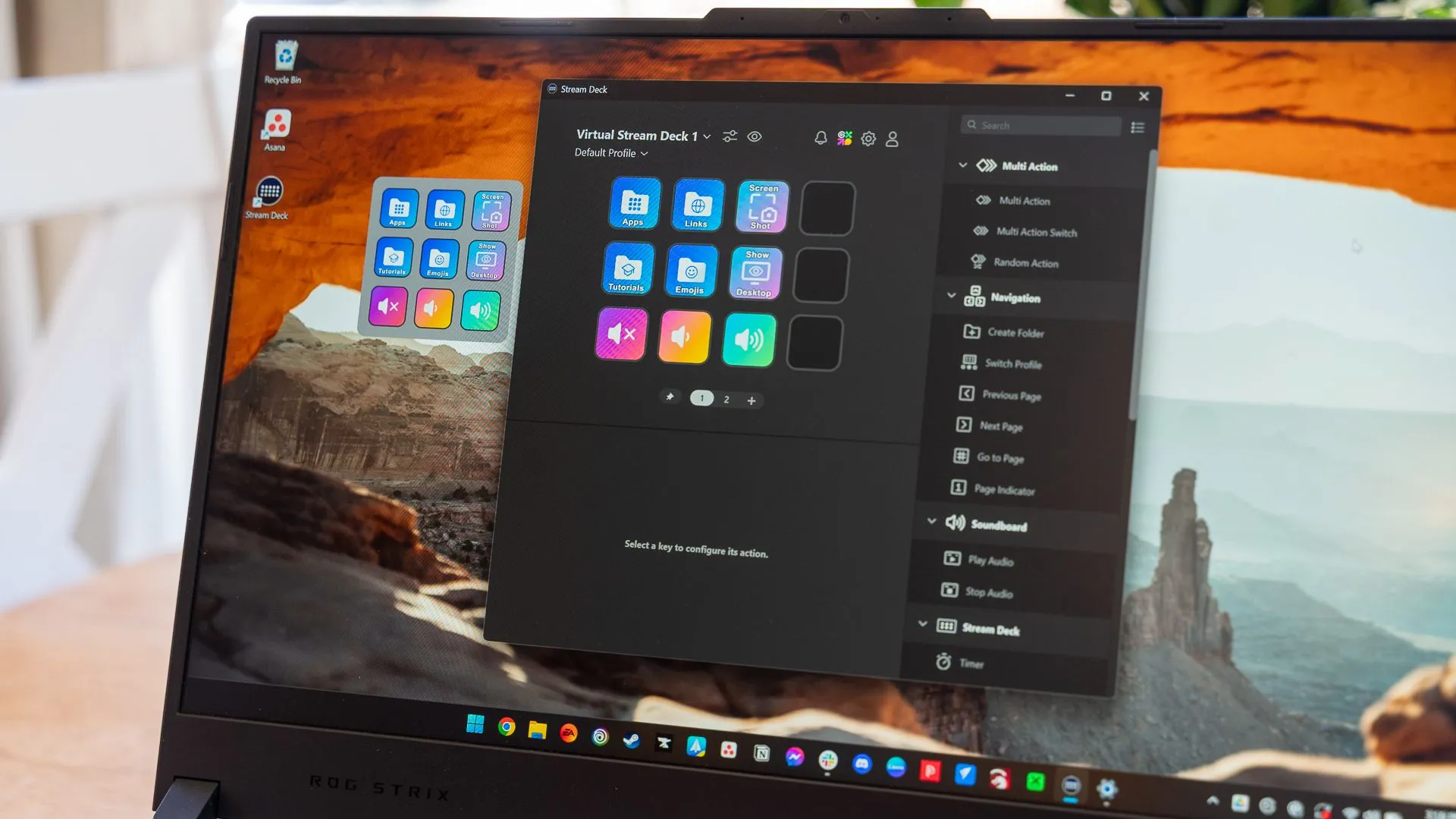 Virtual Stream Deck của Elgato hoạt động mượt mà trên laptop chạy Windows, minh chứng cho khả năng tương thích ứng dụng bền bỉ của hệ điều hành.