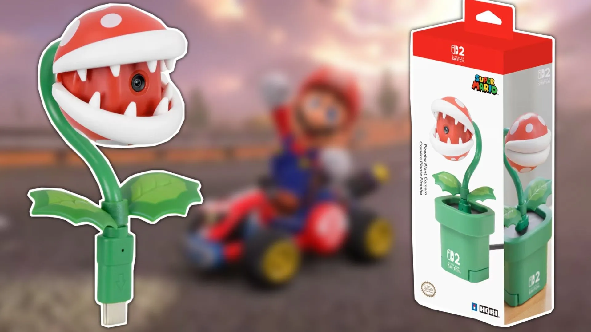 Webcam USB-C của Hori với thiết kế cây Piranha Plant độc đáo cho Nintendo Switch 2.
