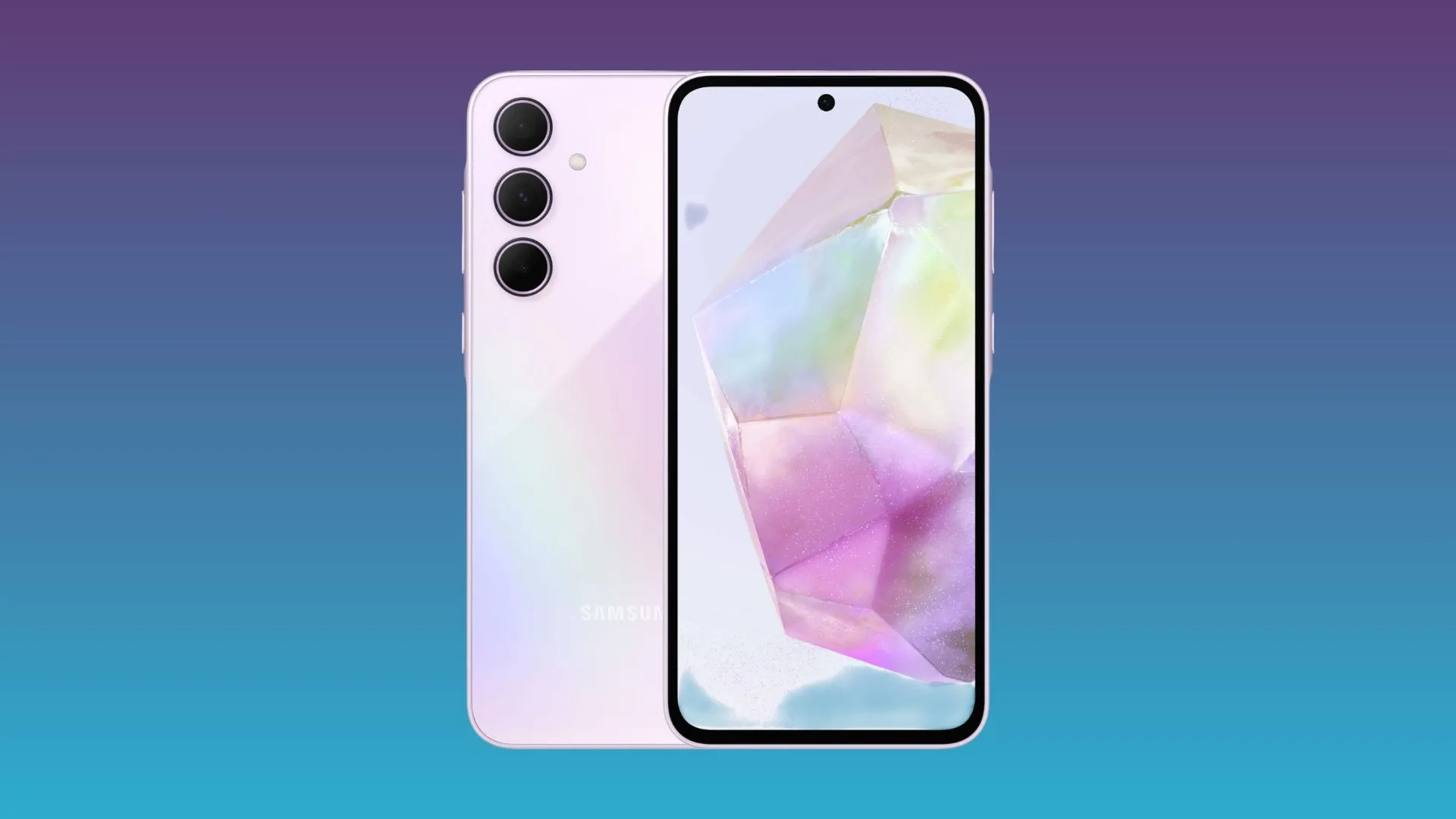 Điện thoại Samsung Galaxy A35 5G với thiết kế sang trọng, màu xanh pastel và cụm camera nổi bật.