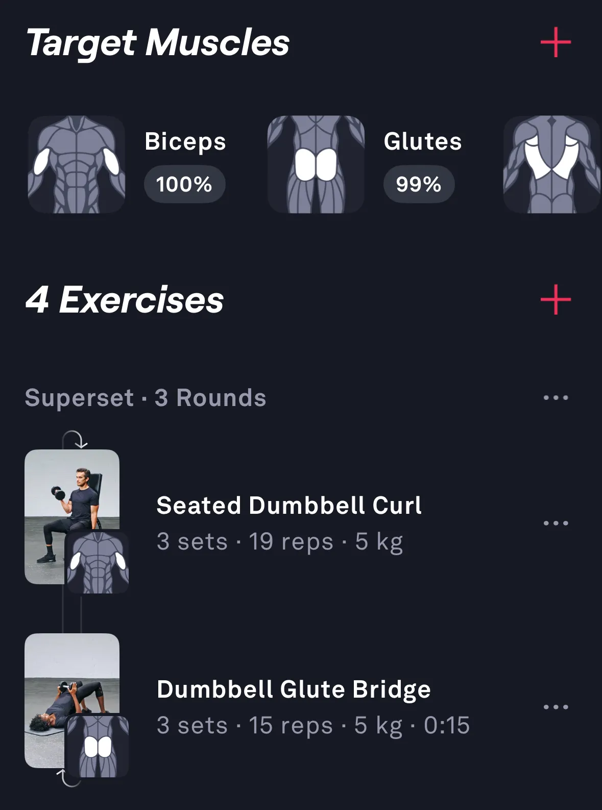 Giao diện ứng dụng Fitbod hiển thị một lịch trình tập luyện kháng lực cá nhân hóa.