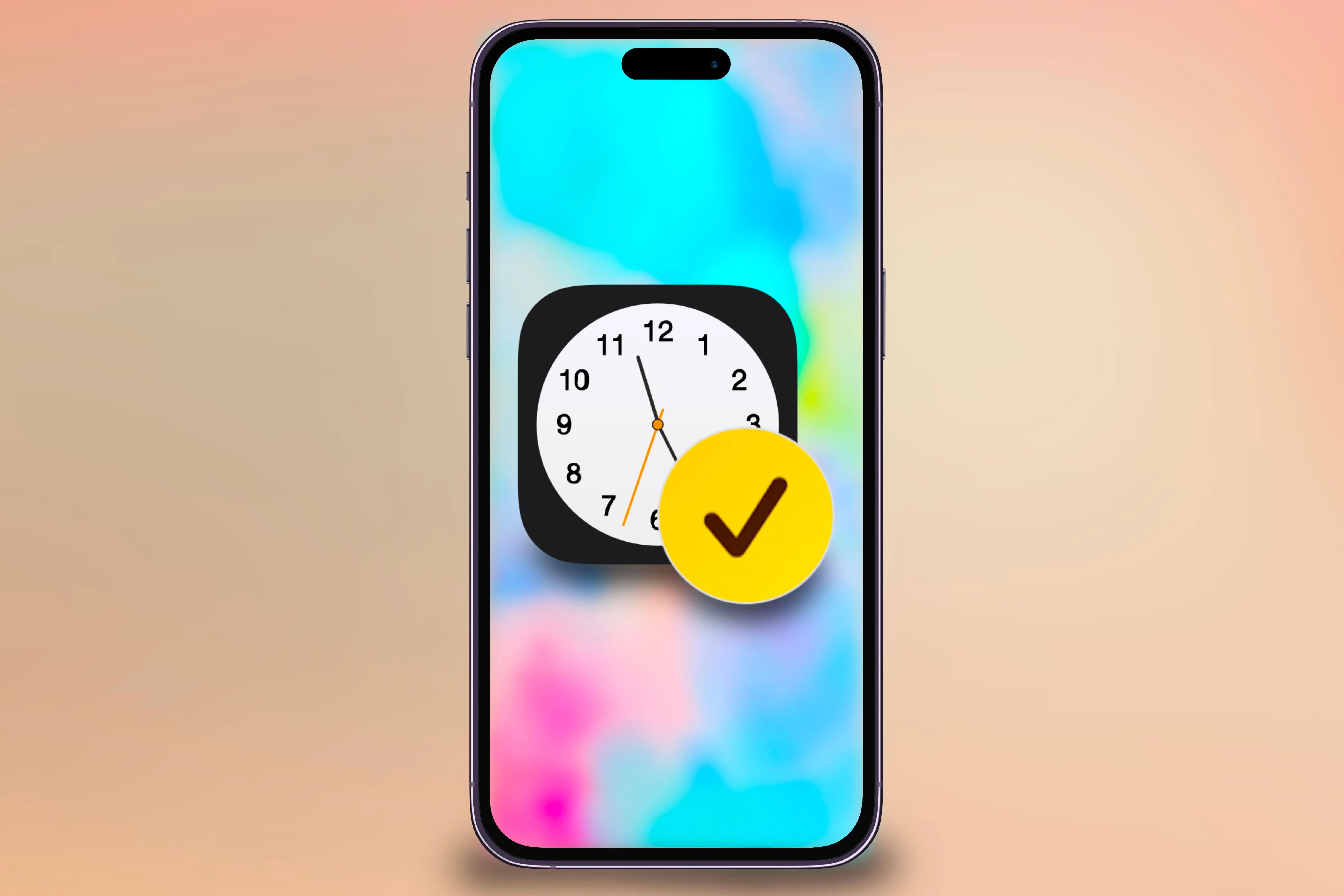 iPhone hiển thị biểu tượng ứng dụng Đồng hồ và Check In, gợi ý tính năng lên lịch Check In tự động, giúp người dùng dễ dàng quản lý thông báo an toàn hàng ngày.