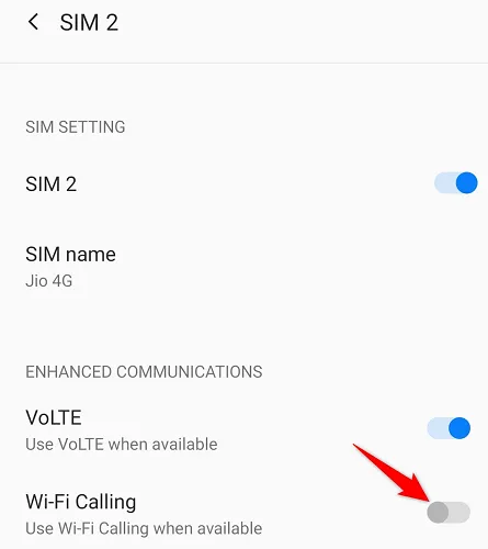 Màn hình cài đặt tắt Cuộc gọi Wi-Fi trên điện thoại Android, minh họa cách quản lý tính năng