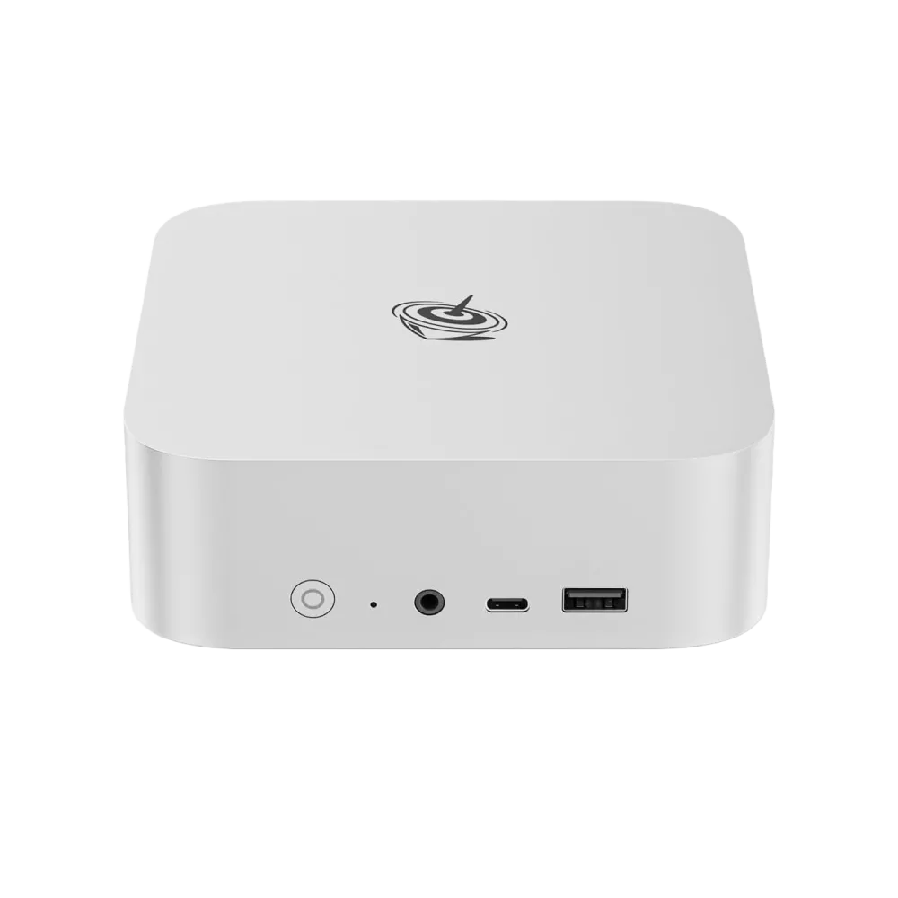 Mini PC Beelink SER8 được trưng bày với các cổng kết nối hướng ra ngoài, cho thấy sự đa dạng.