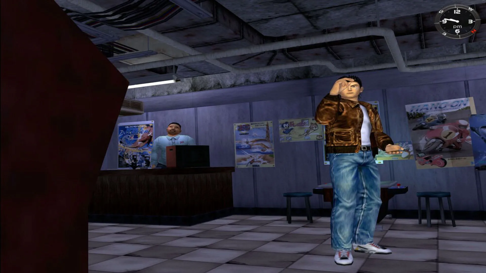 Nhân vật Ryo Hazuki chuẩn bị phi tiêu trong game Shenmue trên Steam Deck