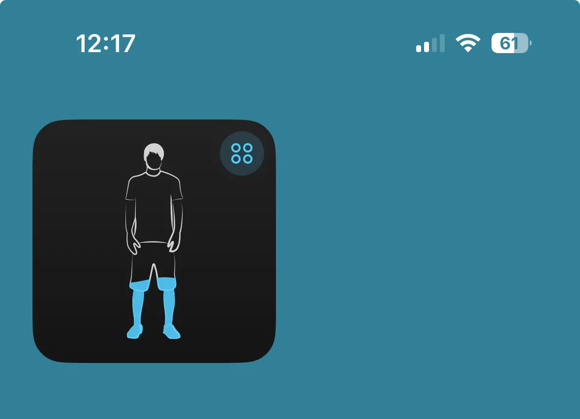 Widget Waterminder trên iPhone hiển thị biểu tượng người và mức độ hydrat hóa hiện tại.