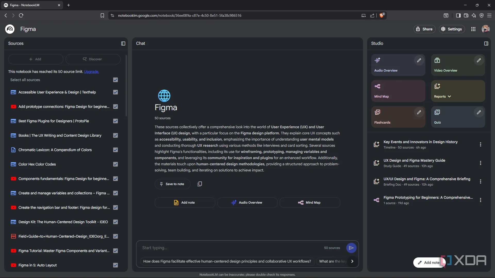 Bố cục giao diện người dùng tối giản và trực quan của NotebookLM, tập trung vào việc hiển thị các nguồn tài liệu và khu vực chat AI, giúp người dùng dễ dàng thao tác và tập trung vào công việc.