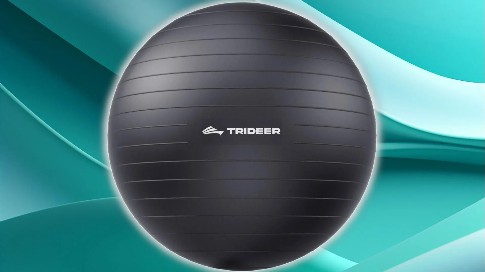 Bóng tập thể dục Trider màu đen đặt trong tư thế sẵn sàng để ngồi, hỗ trợ tư thế và sức khỏe khi làm việc tại nhà.