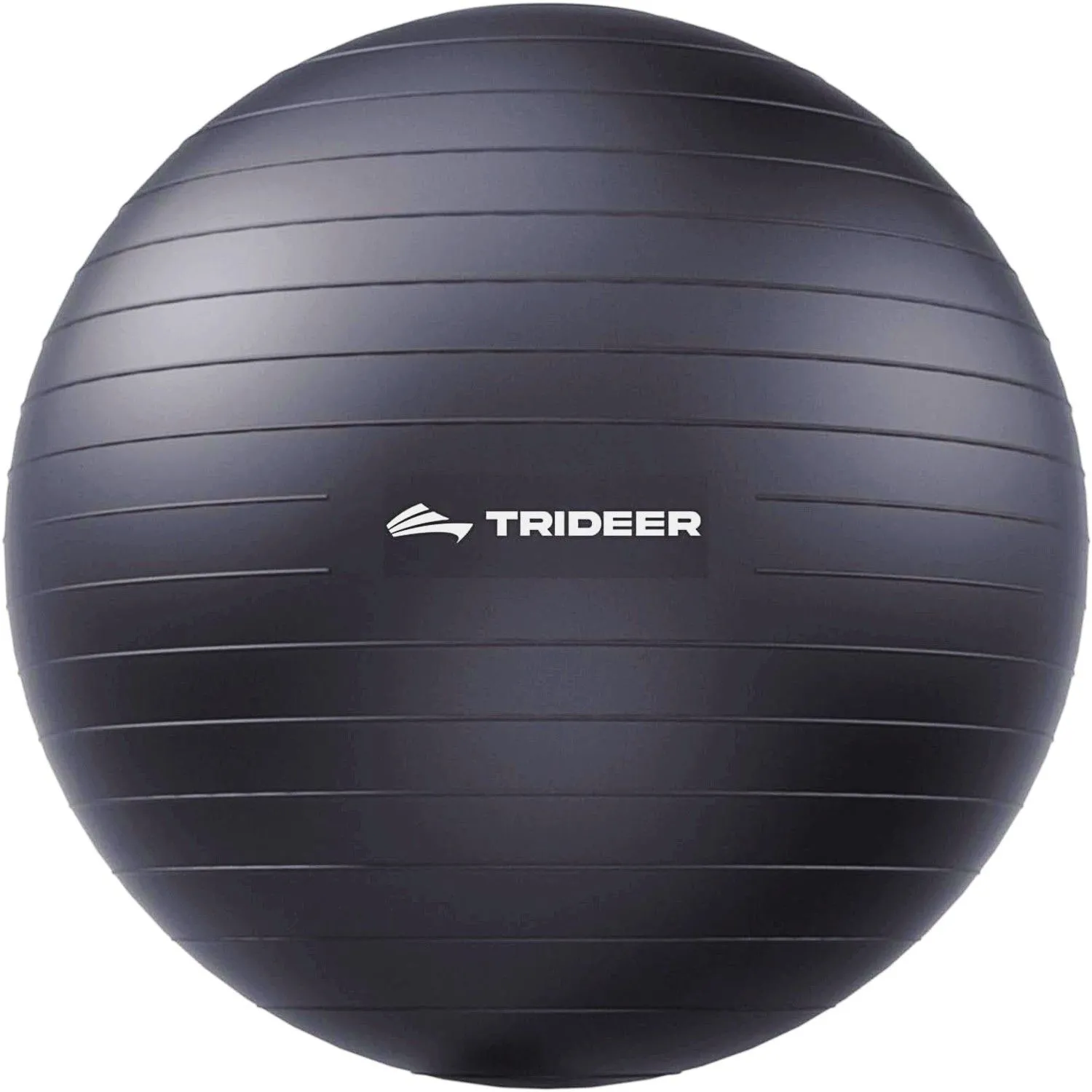 Bóng tập Yoga Trideer Extra Thick màu đen trên nền trắng, một phụ kiện giá rẻ giúp cải thiện sức khỏe cho người làm việc từ xa.