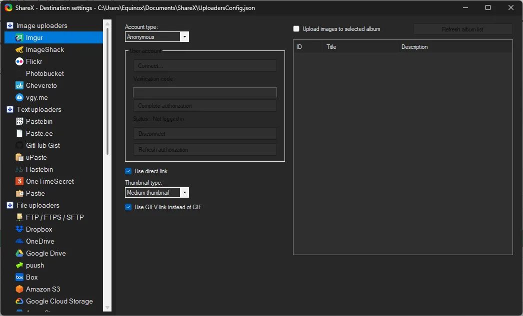Các tùy chọn tải lên và đồng bộ đám mây đa dạng trong ShareX