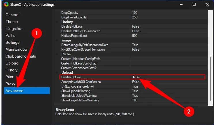 Cài đặt tắt chức năng tự động tải lên đám mây trong ShareX