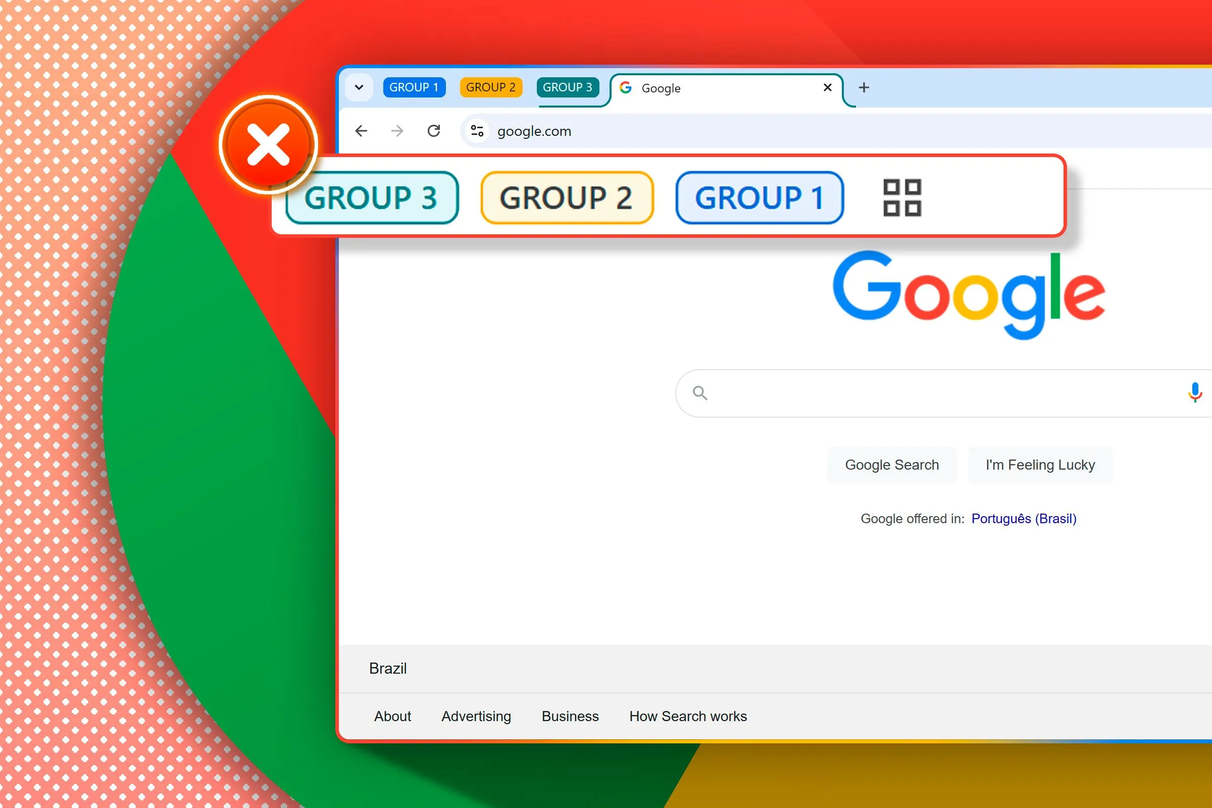Cửa sổ trình duyệt Google Chrome với tính năng nhóm tab được đánh dấu, giúp người dùng quản lý hiệu quả nhiều ứng dụng web.