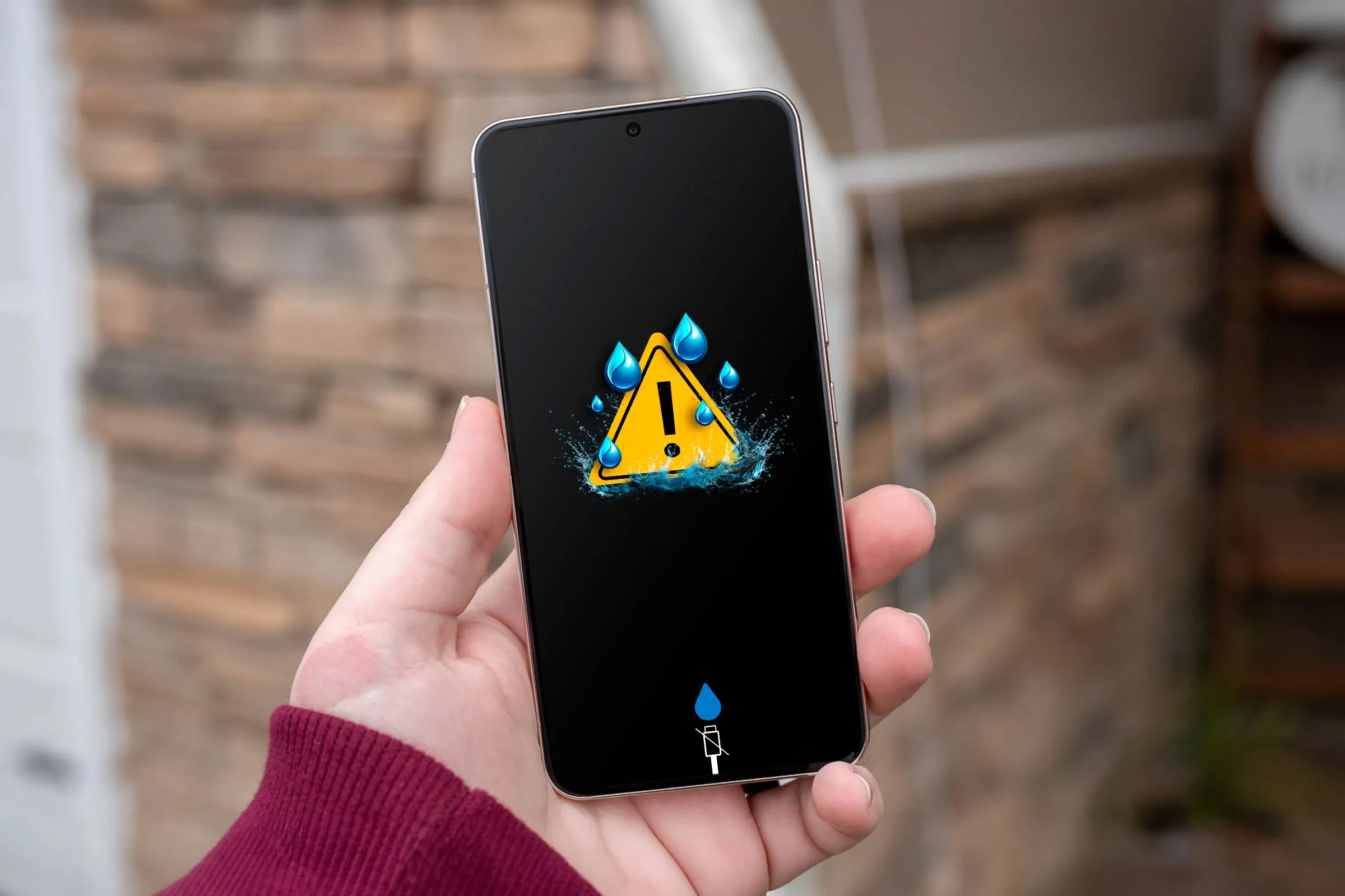 Điện thoại Samsung Galaxy bị dính nước hiển thị cảnh báo phát hiện độ ẩm