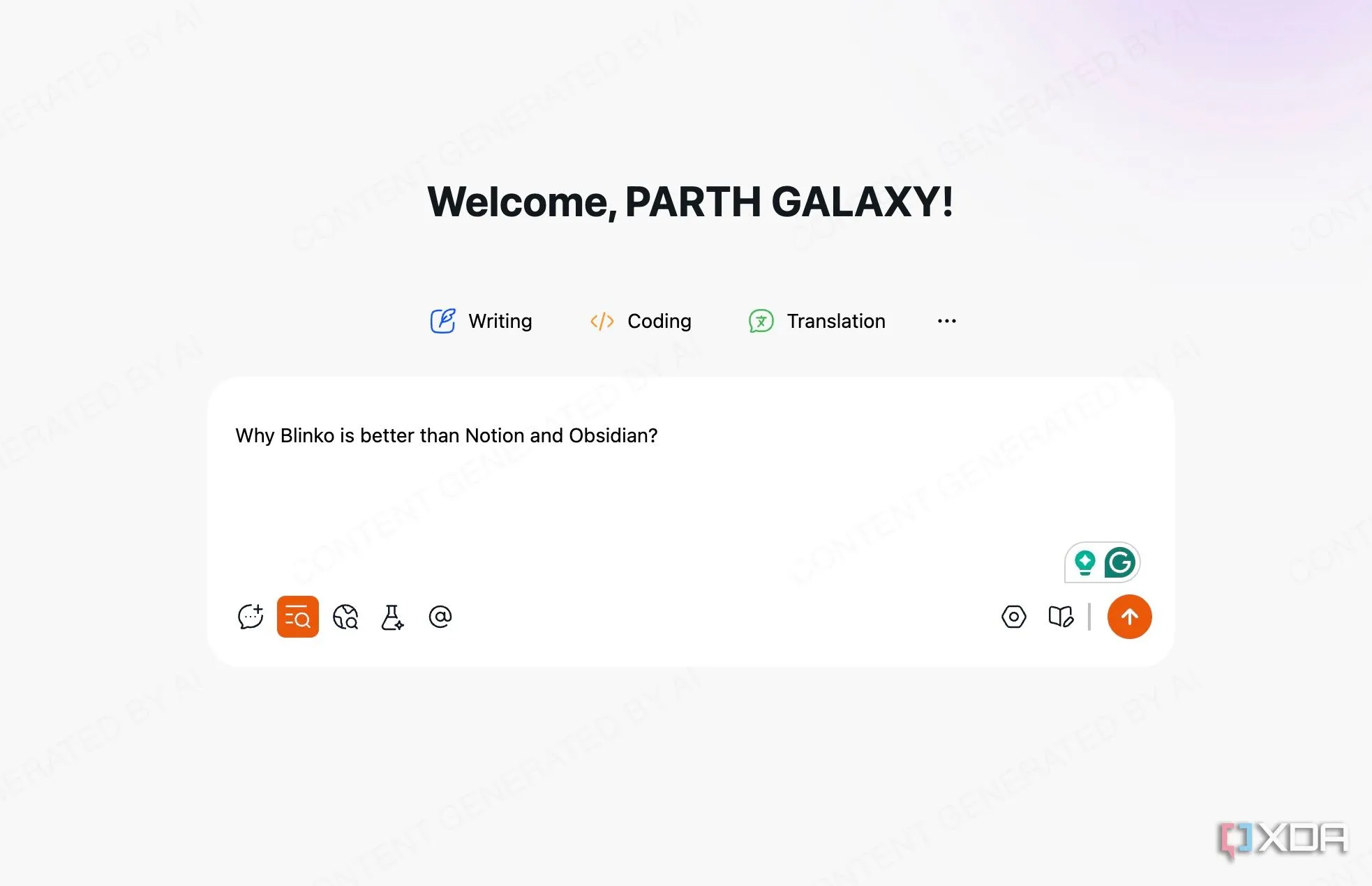 Giao diện Blinko với tính năng tìm kiếm AI hỗ trợ quản lý kiến thức cá nhân hiệu quả