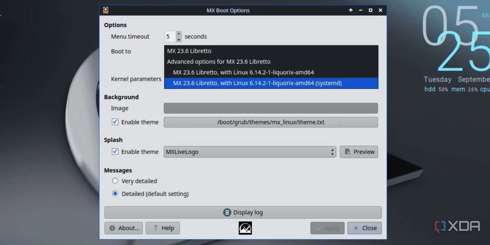 Giao diện cài đặt tùy chọn nhân kernel trong công cụ MX Boot của MX Linux