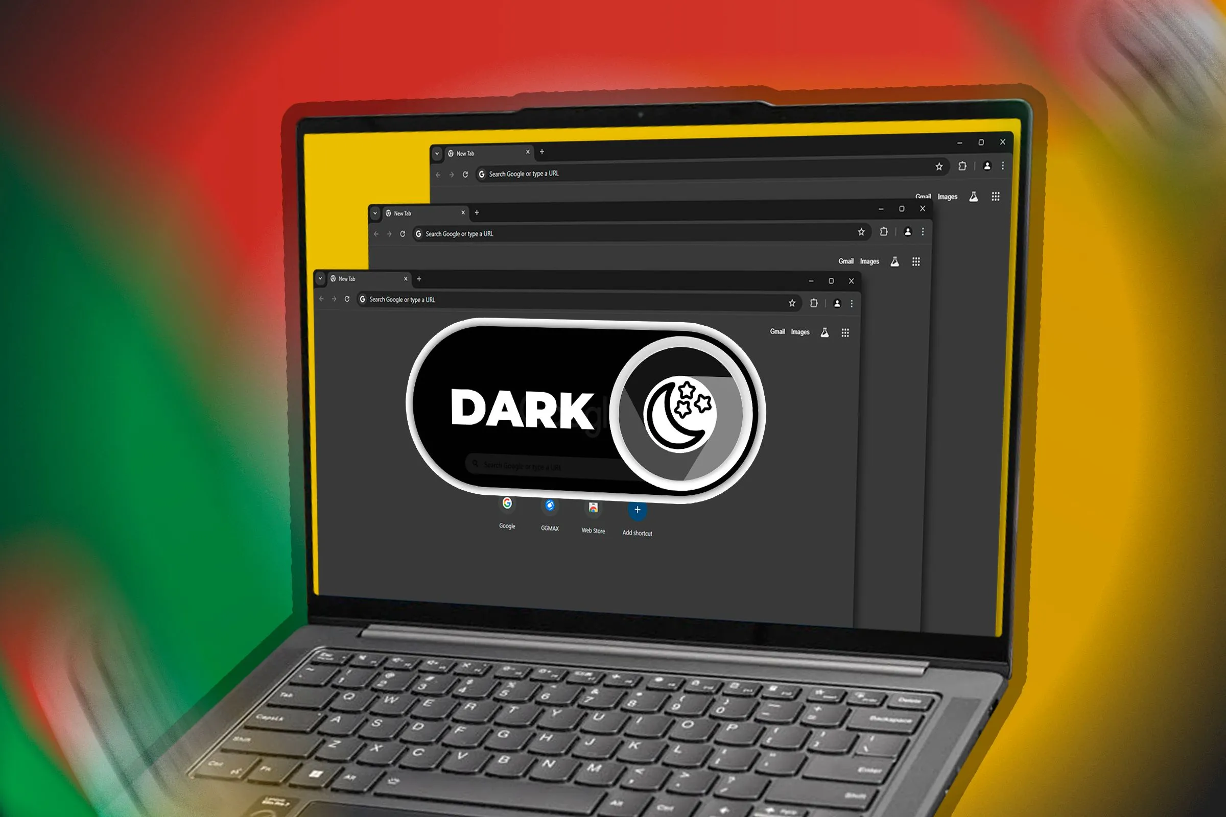 Giao diện Dark Mode và tùy chọn chuyển đổi trên laptop, minh họa sự chuyển đổi chế độ hiển thị từ dark mode sang light mode trên các thiết bị công nghệ
