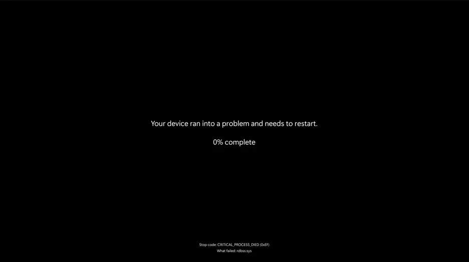 Giao diện màn hình đen chết chóc (BSOD) mới của Windows 11 24H2 với thông báo lỗi và mã dừng