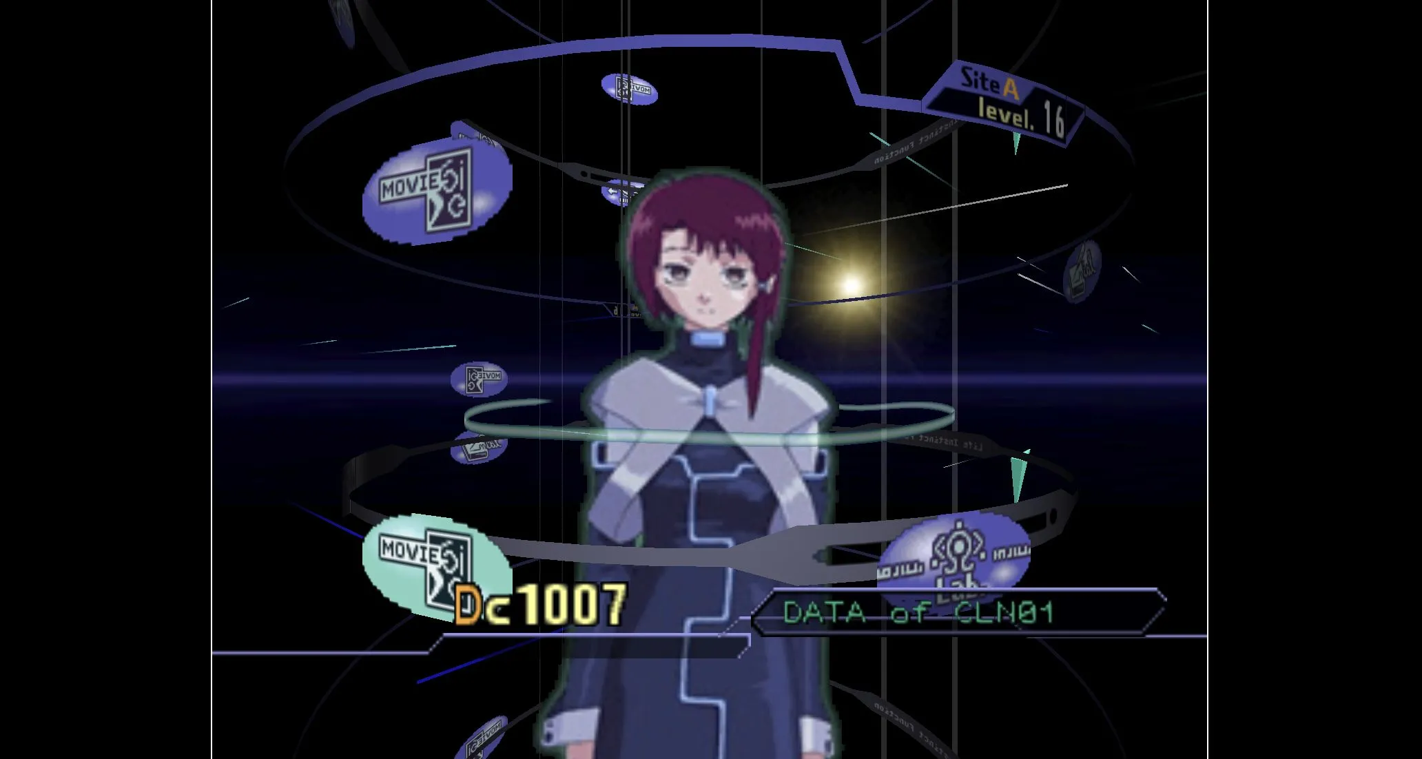 Giao diện menu game Serial Experiments Lain bản trình duyệt lainTSX, có hình nhân vật Lain Iwakura.