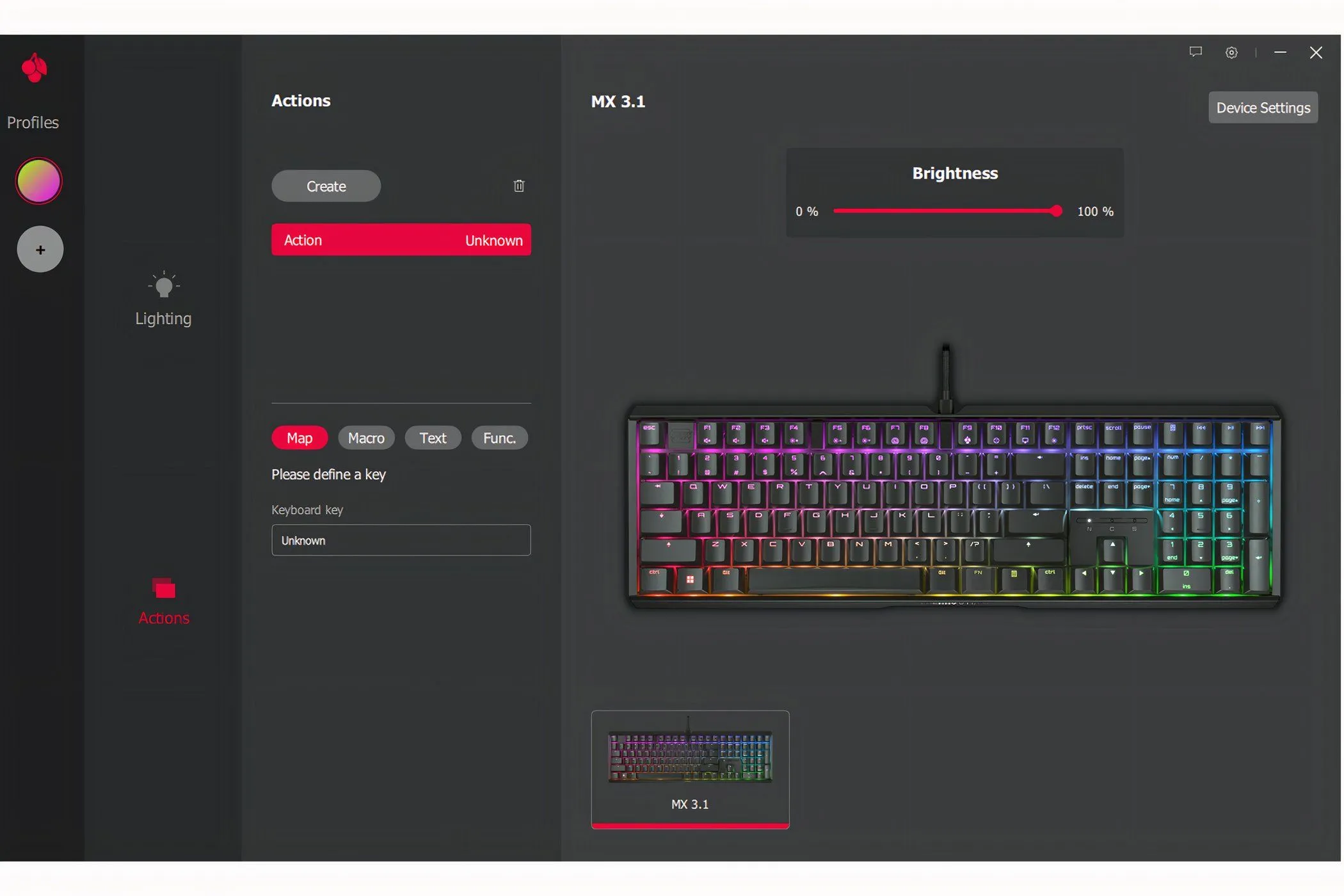 Giao diện phần mềm Cherry Utility hiển thị công cụ tạo và gán macro cho các phím chức năng