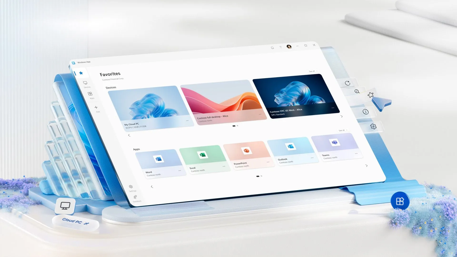 Giao diện ứng dụng Windows App, liên quan đến các tính năng truy cập và quản lý từ xa
