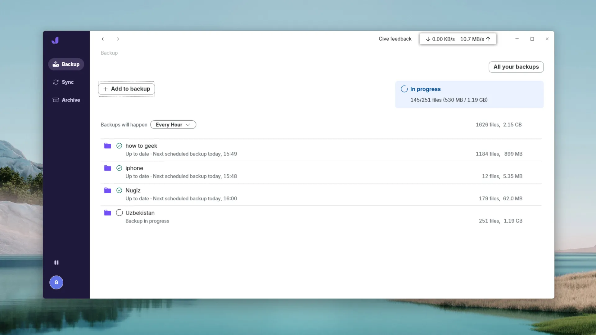 Giao diện website JottaCloud