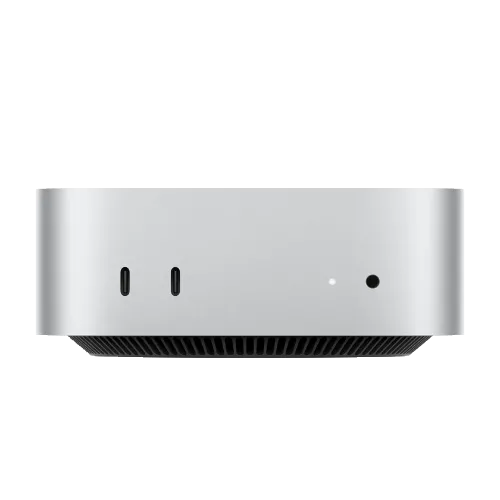 Hình ảnh cận cảnh Mac mini M4, thể hiện thiết kế tinh tế và hiệu năng mạnh mẽ