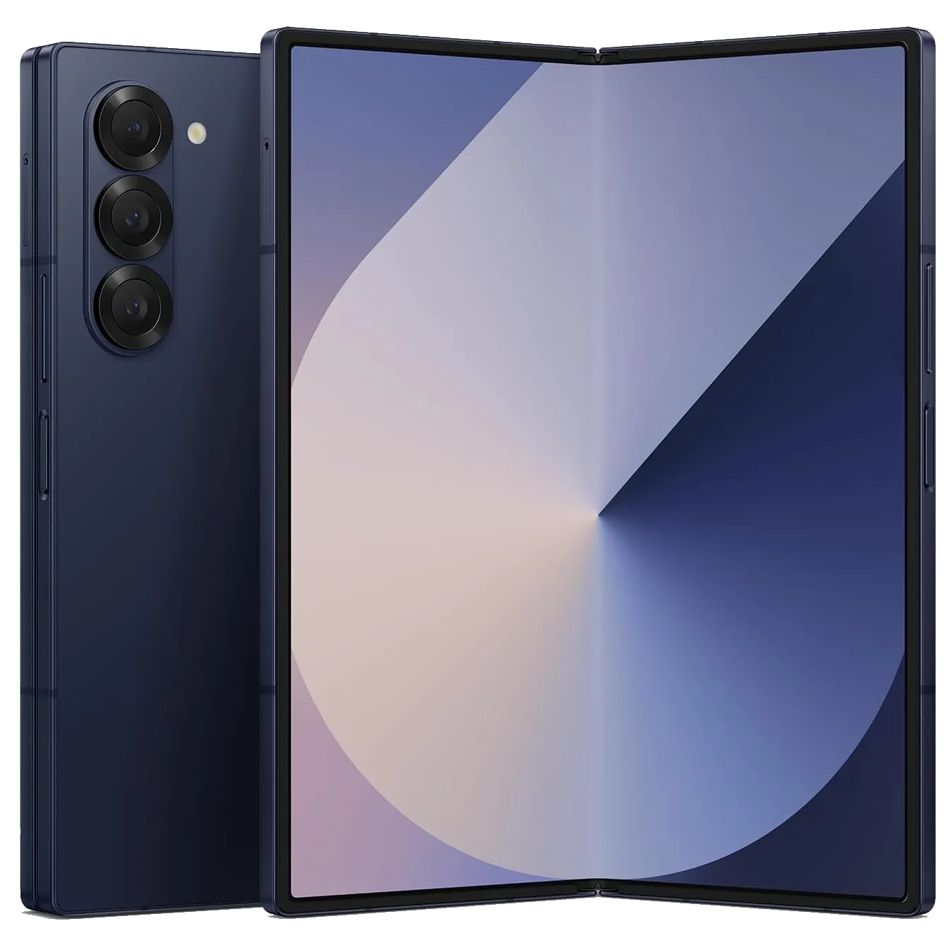 Hình ảnh mô tả Samsung Galaxy Z Fold 6, nhấn mạnh thiết kế gập và màn hình lớn, cùng với các thông số kỹ thuật chính.