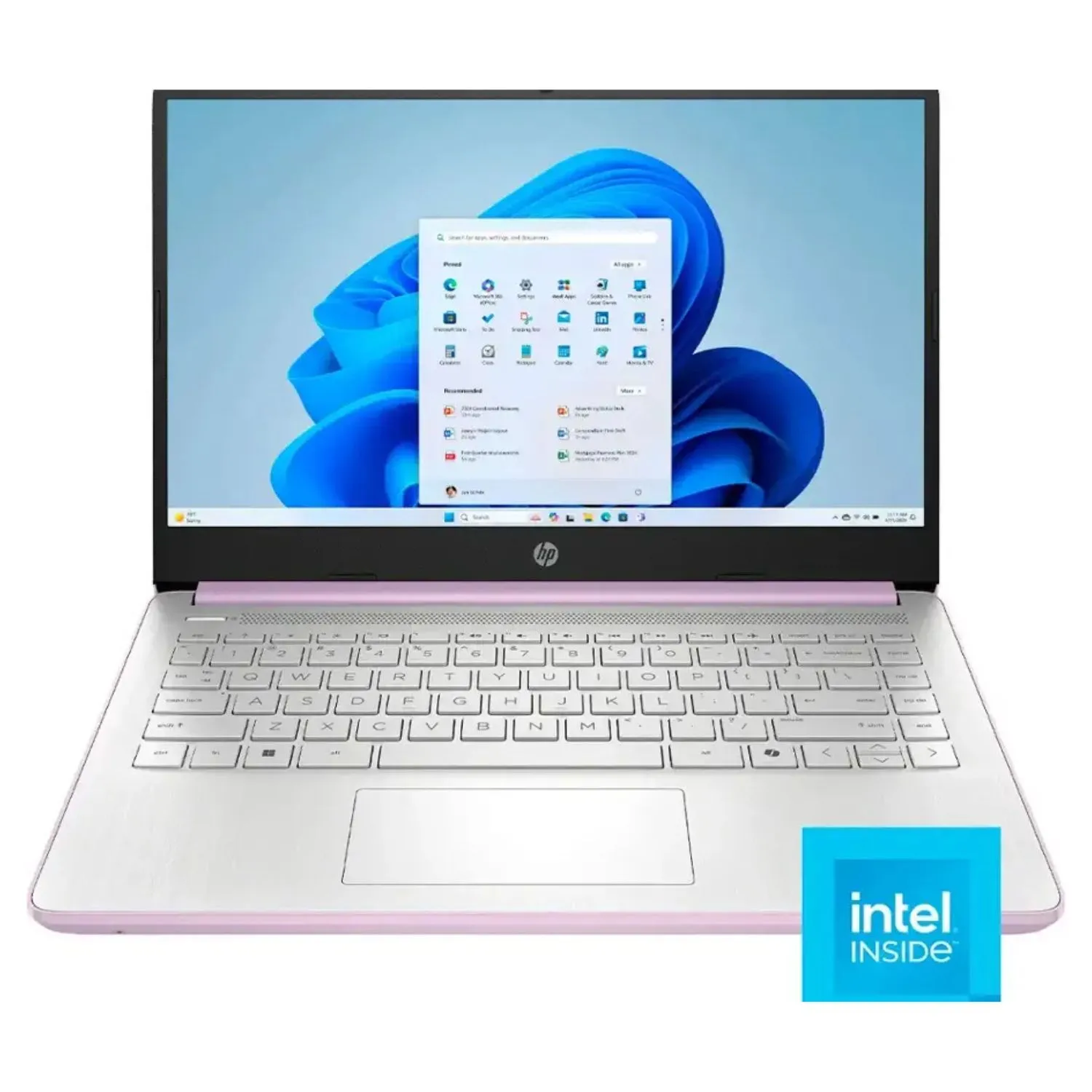 Laptop HP 14 inch màu tím nhạt (Honey Lavender) trên nền trắng