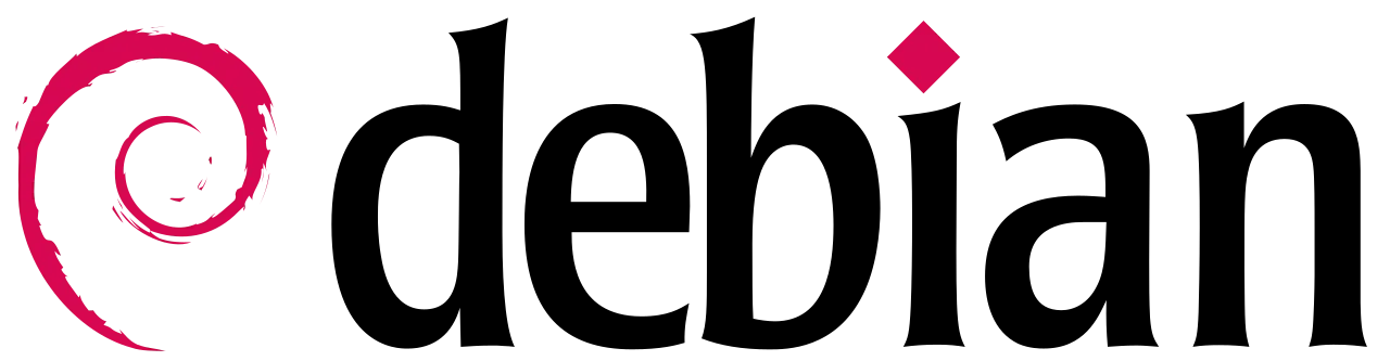 Logo Debian nằm ngang, biểu tượng của sự ổn định và đáng tin cậy trong cộng đồng Linux server
