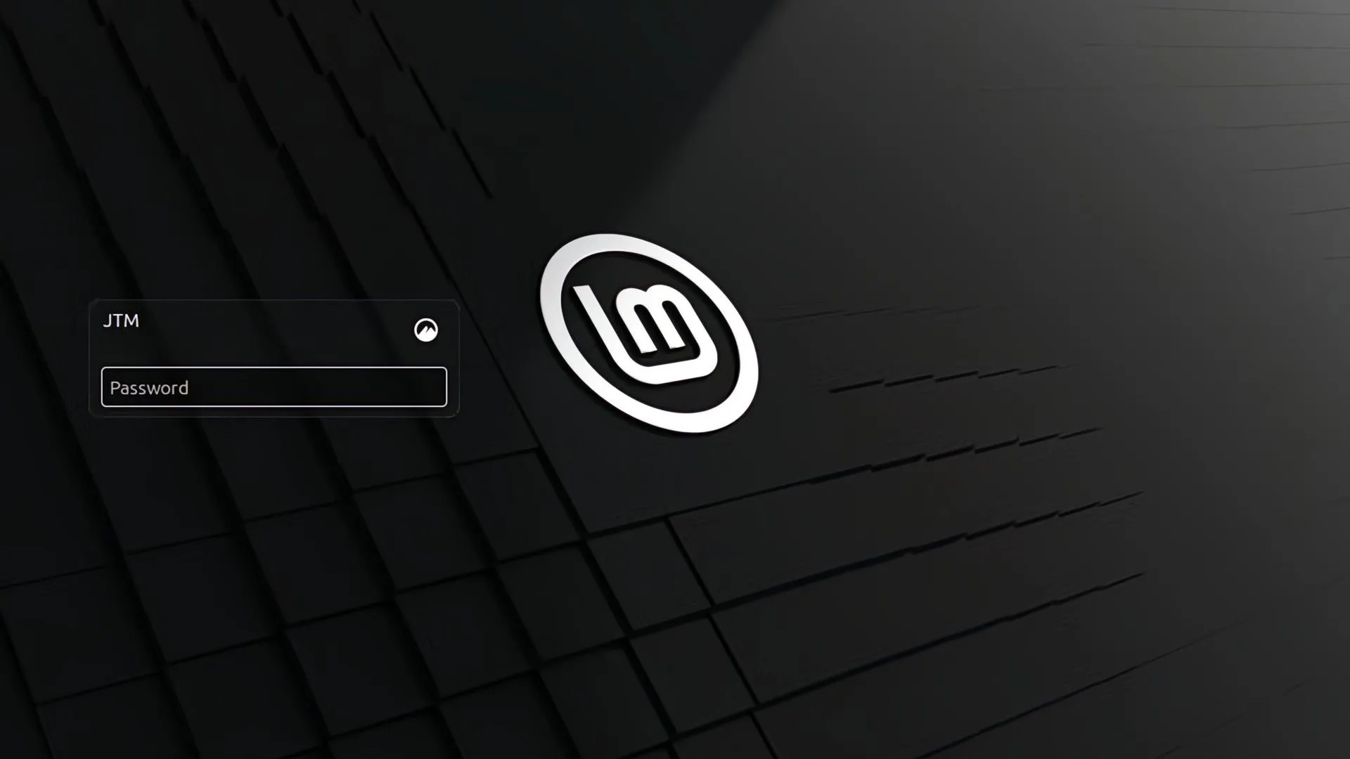 Màn hình đăng nhập ban đầu của Linux Mint, thể hiện giao diện đơn giản và thân thiện