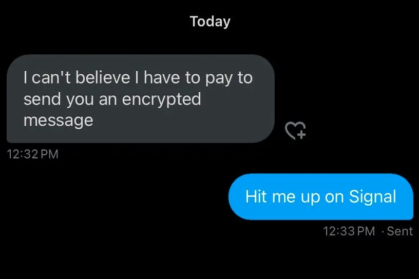 Màn hình tin nhắn trực tiếp (DM) trên X, minh họa việc không mã hóa nội dung đa phương tiện.