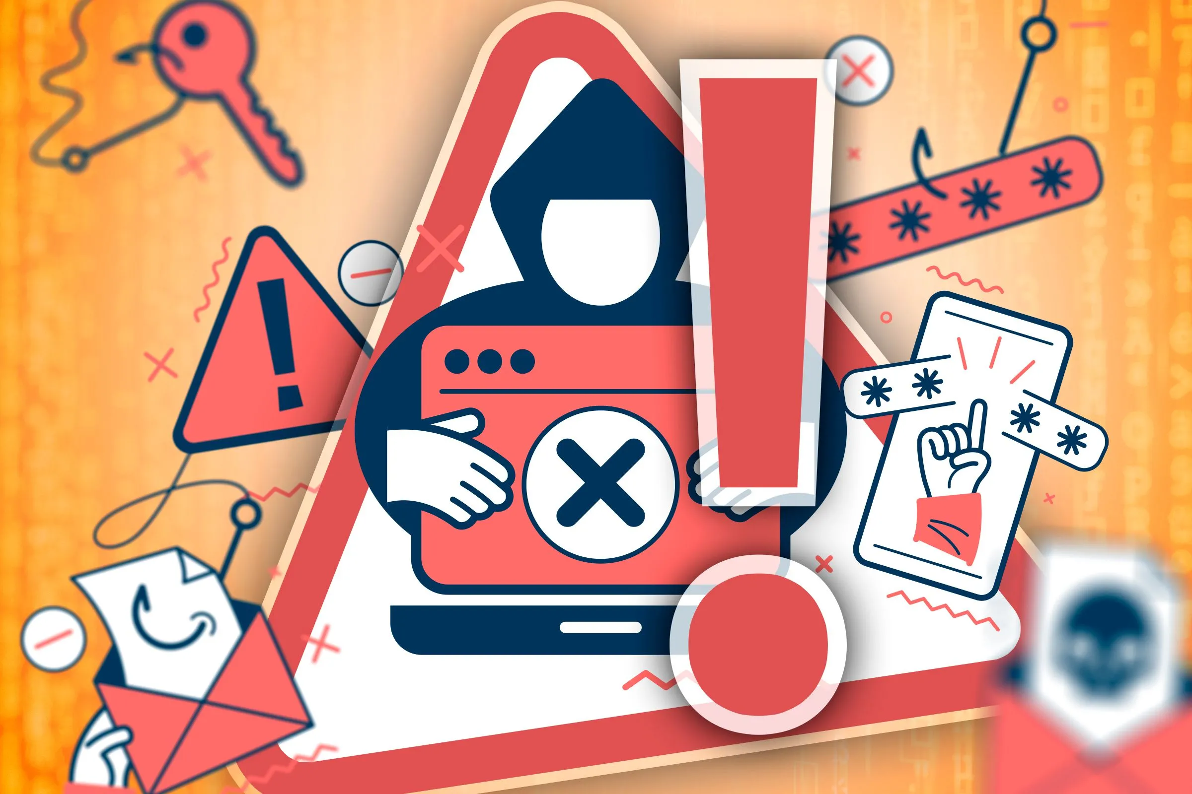 Minh họa các kịch bản tội phạm mạng và đánh cắp dữ liệu, nhấn mạnh rủi ro về quyền riêng tư