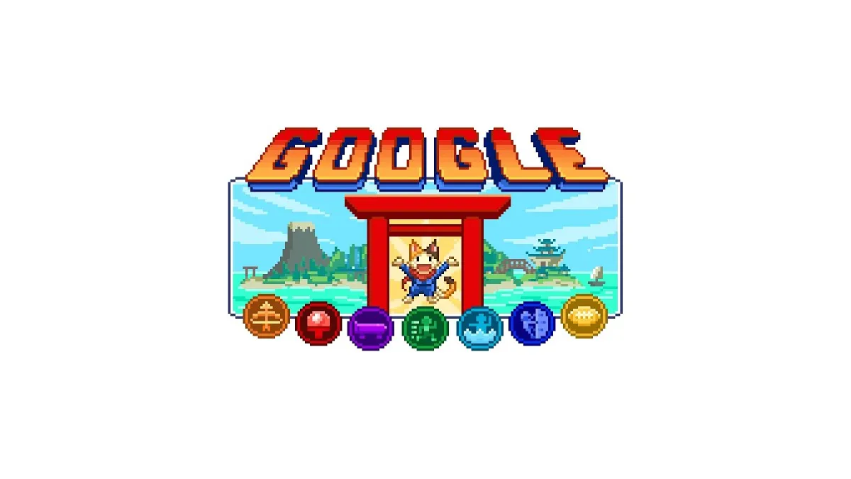 Nhân vật Lucky trong game Champion Island, một Google Doodle game retro