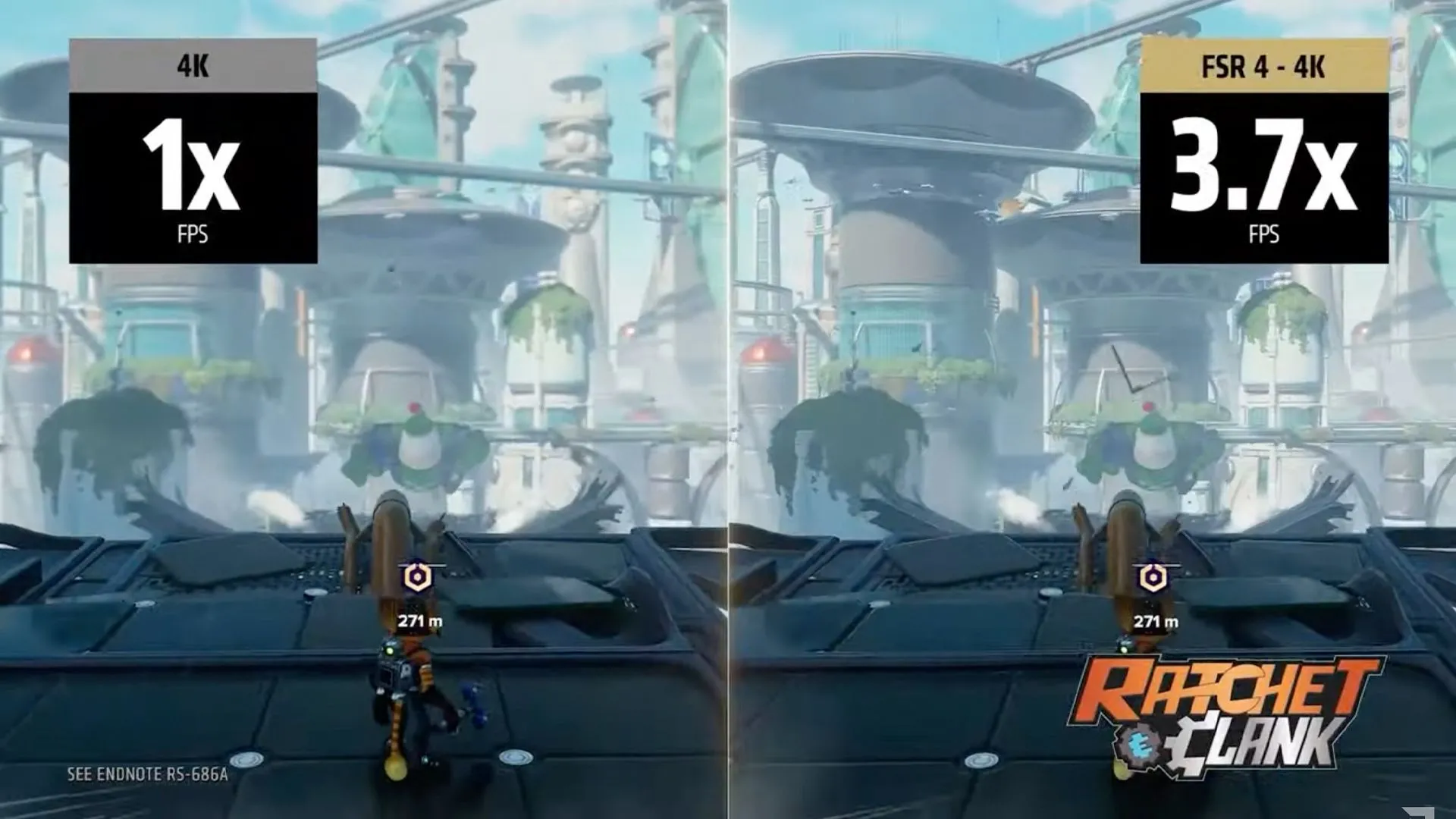 So sánh chất lượng hình ảnh và hiệu năng với công nghệ AMD FSR 4, cho thấy tăng 3.7 lần khung hình ở 4K