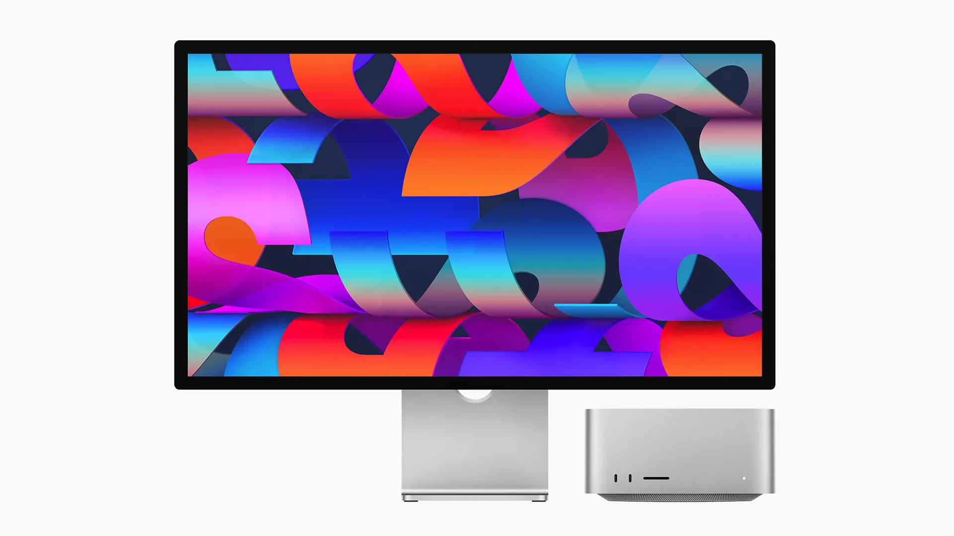 Thiết kế kim loại nguyên khối của Apple Studio Display kết hợp cùng Mac Studio